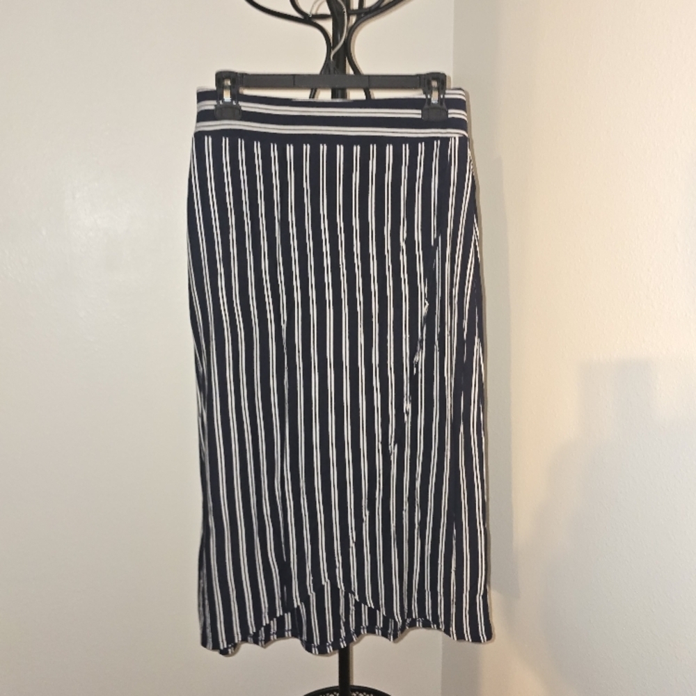 Talbots Petites Navy and White Striped Maxi Skirt Small